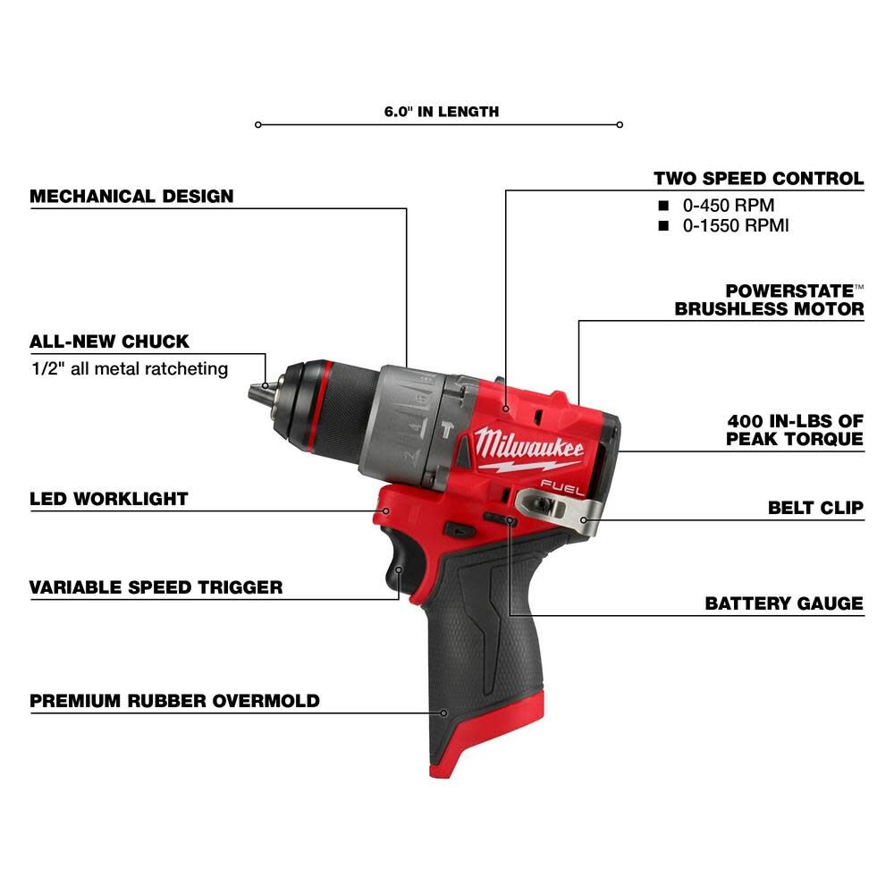 Milwaukee M12 FUEL 1/2" Hammer Drill/Driver 3404-20