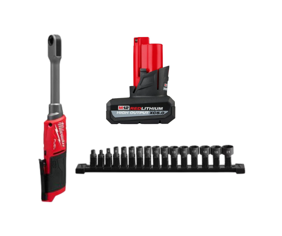 Milwaukee M12 FUEL INSIDER Extended Reach Box Ratchet With FREE 5.0 High Output Battery 3050-20