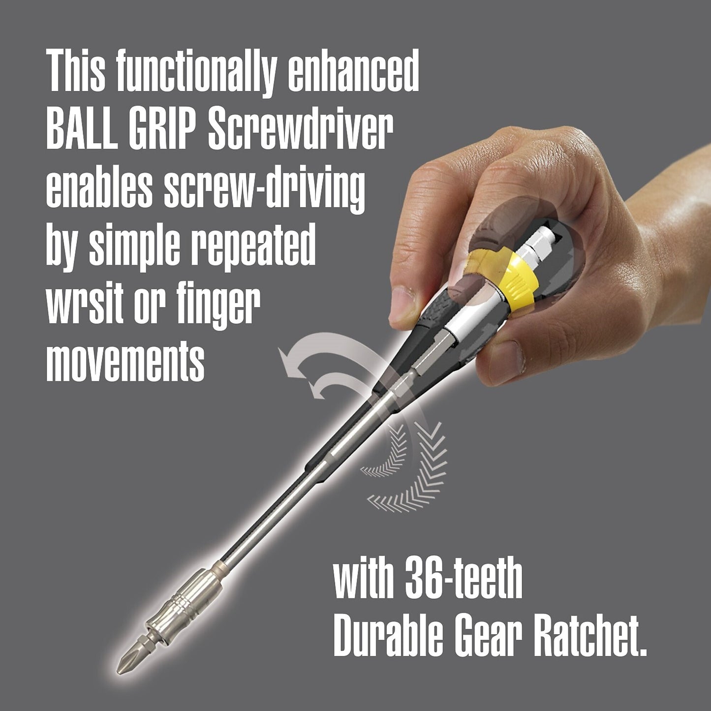 Vessel Ball Grip Ratchet Interchangeable Screwdriver Set with Stubby Handle - 10 Pcs, Combination Drive