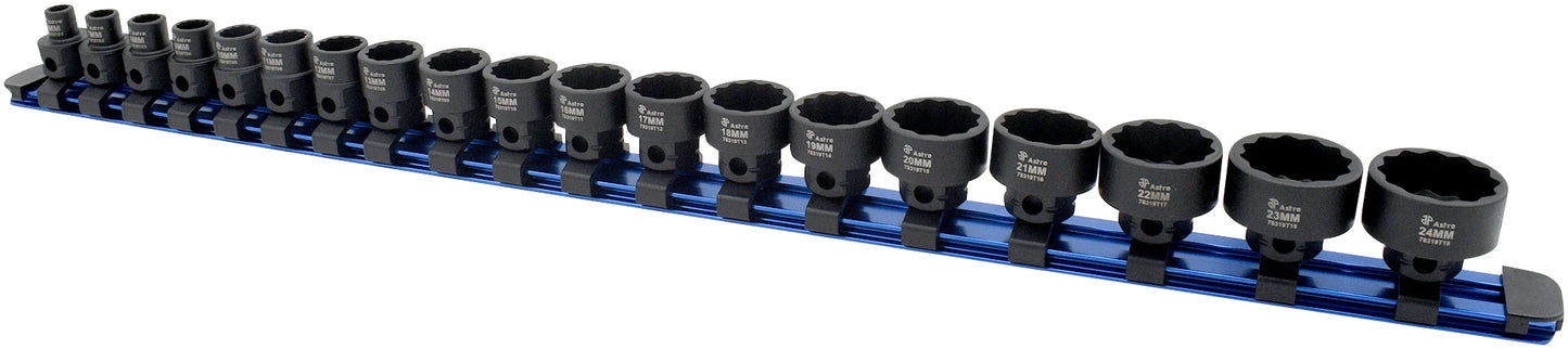 Astro Pneumatic 12 Point 3/8 Metric Nano Sockets 6-24mm No Skips