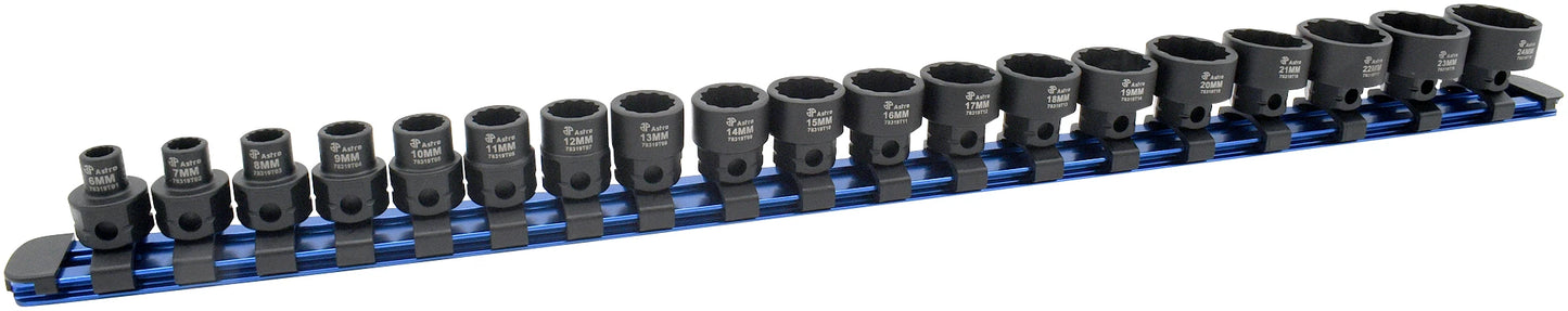 Astro Pneumatic 12 Point 3/8 Metric Nano Sockets 6-24mm No Skips