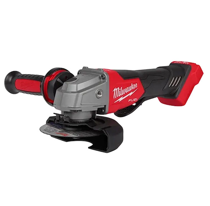 Milwaukee M18 Fuel Grinder 2880-20 cordless red and black tool with side handle and grinding disc, power tools.