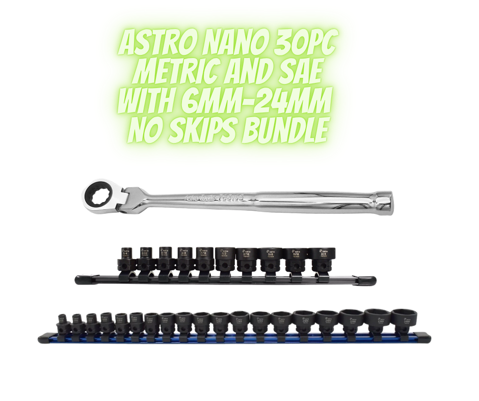 Astro Pneumatic 30pc 3/8 Nano Metric and SAE with No Skips 6-24mm Special Bundle