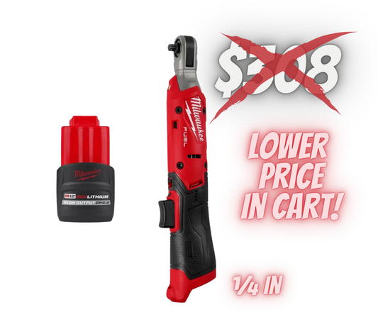 Milwaukee M12 FUEL 1/4 Inch Ratchet 2.5ah Battery Bundle Deal 3052-20