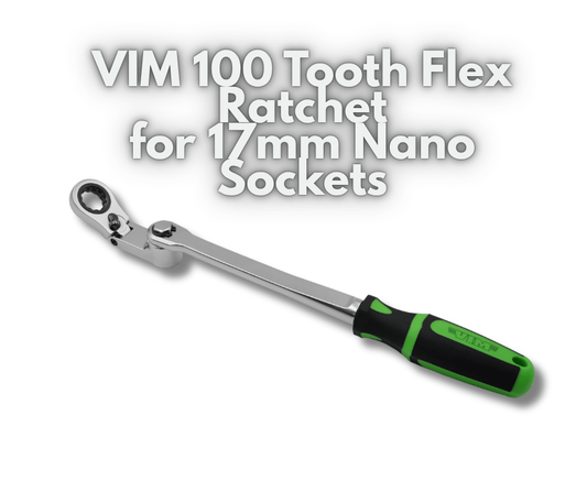 VIM Tools 17MM 100T FLEX HEAD 360 SWIVEL RATCHETING WRENCH FOR NANO 3/8 NANO SOCKETS