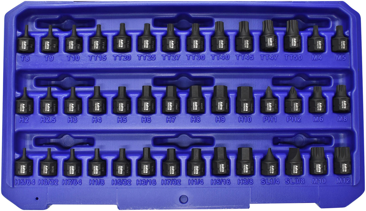 Astro Nano 42-Piece 1/4″ Drive Low Profile Nano Impact Bit Socket Set with Ratchet  #78142