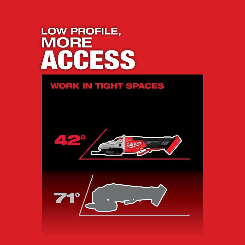 Milwaukee M18 FUEL 5inch Flathead Braking Grinder Paddle Switch No Lock With FREE 5.0ah Battery2886-20