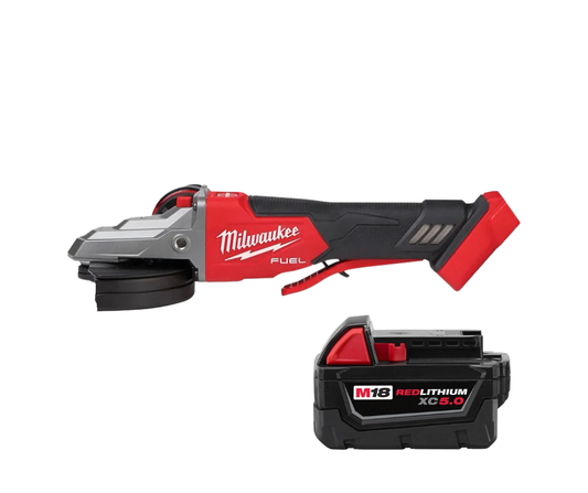 Milwaukee M18 FUEL 5inch Flathead Braking Grinder Paddle Switch No Lock With FREE 5.0ah Battery2886-20