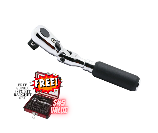 Ko-Ken 1/4" Body 3/8" Sq. Dr. Ratchet Handle 72 teeth Flexible Head Length 114mm Z-series