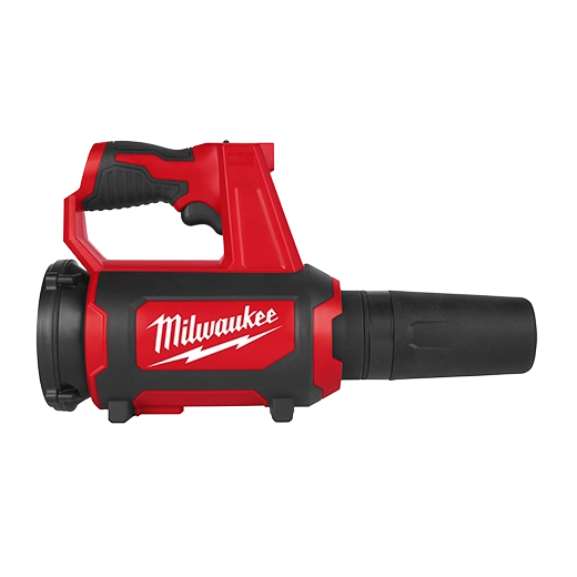 Milwaukee M12 Compact Blower 0852-20 red and black cordless tool with ergonomic handle and nozzle.