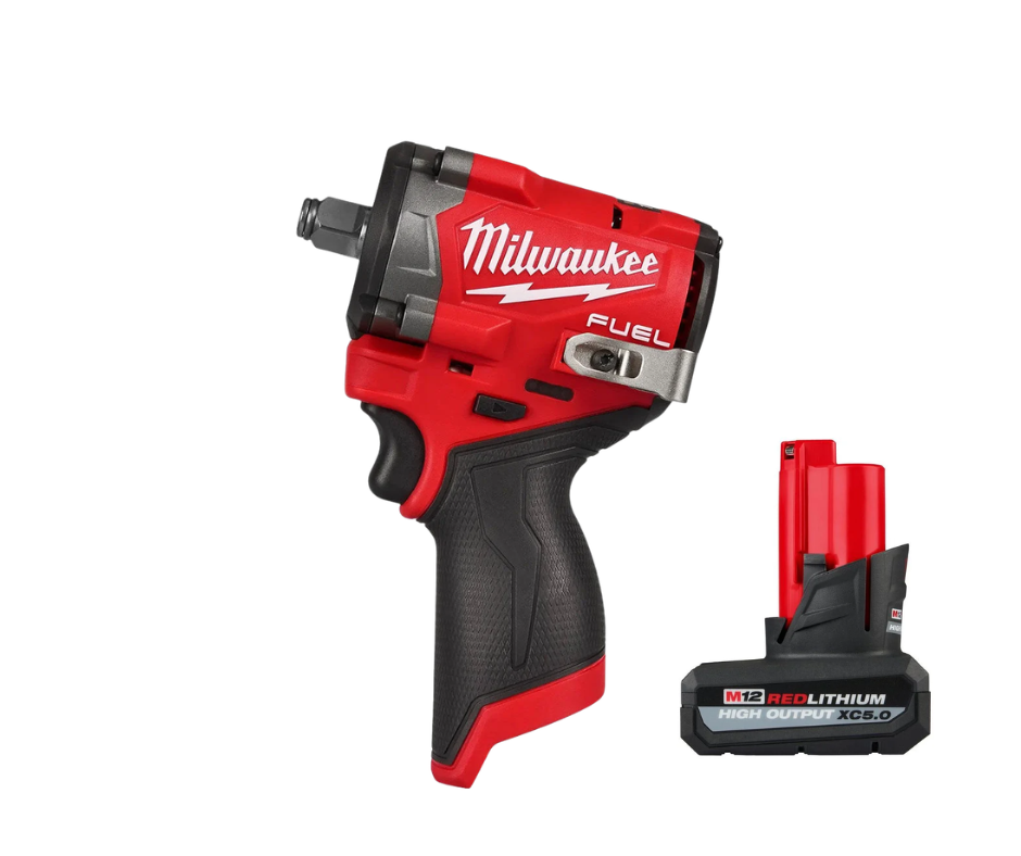 Milwaukee M12 FUEL Stubby 1/2 Inch Impact Wrench With FREE 5.0 High Output Battery 2563-20