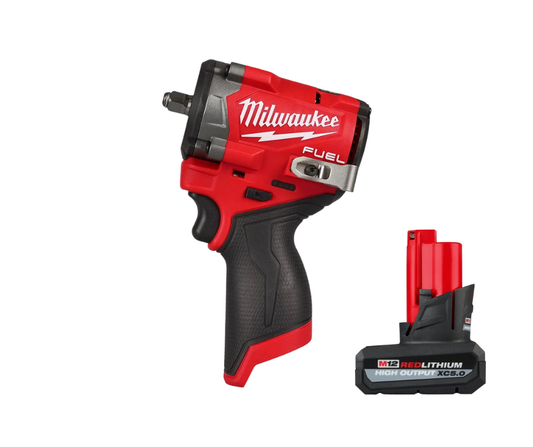Milwaukee M12 FUEL Stubby 3/8 Inch Impact Wrench With FREE 5.0 High Output Battery 2562-20
