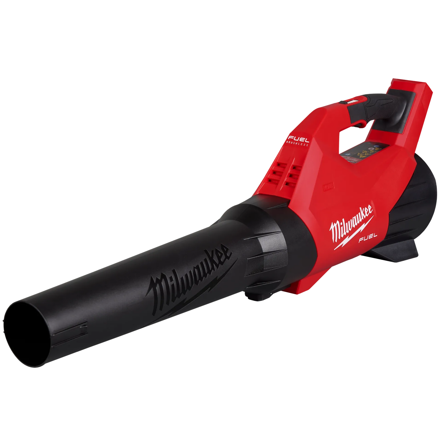 Milwaukee M18 Fuel Blower 3017-20 red and black cordless power tool with long nozzle and ergonomic handle.