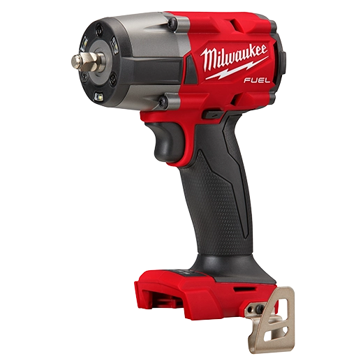 Milwaukee M18 FUEL 3/8" Mid-Torque Impact Wrench 2960-20 red and black cordless tool with ergonomic grip and metal.