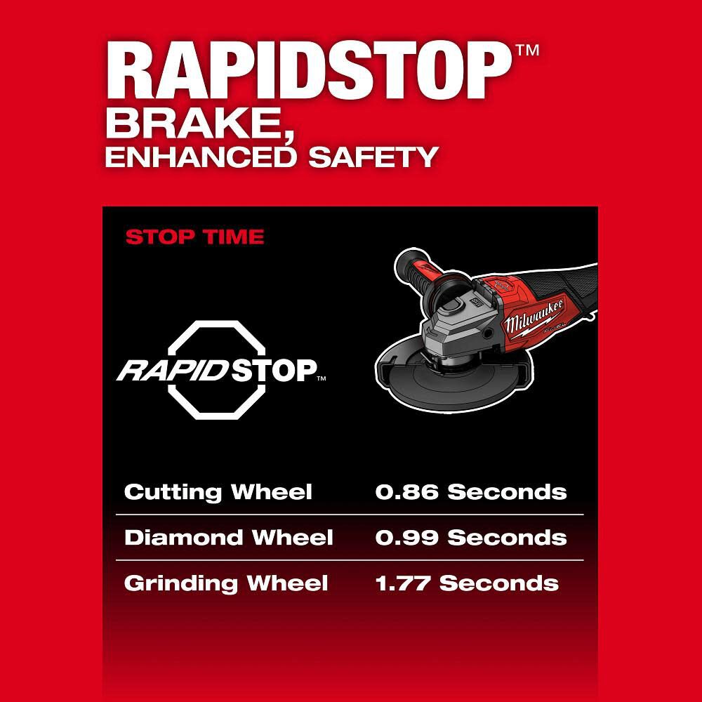 Milwaukee M18 FUEL 4-1/2"-6" Braking Grinder, Paddle Switch 3670-20