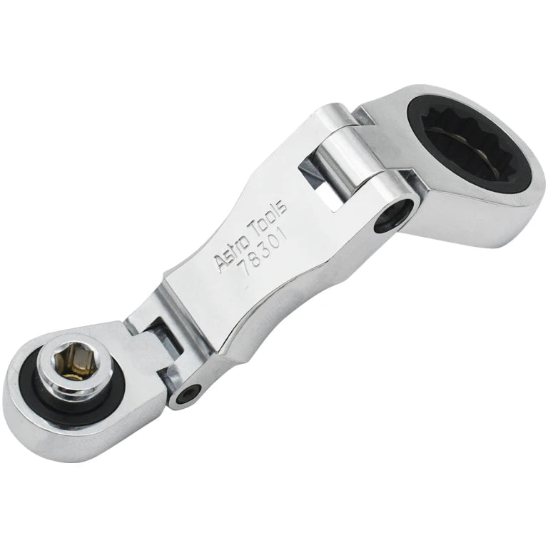 Astro Pneumatic 1/4 and 3/8 Stubby Ratcheting Flex Head Double Box End Wrench for Nano Sockets (78301)