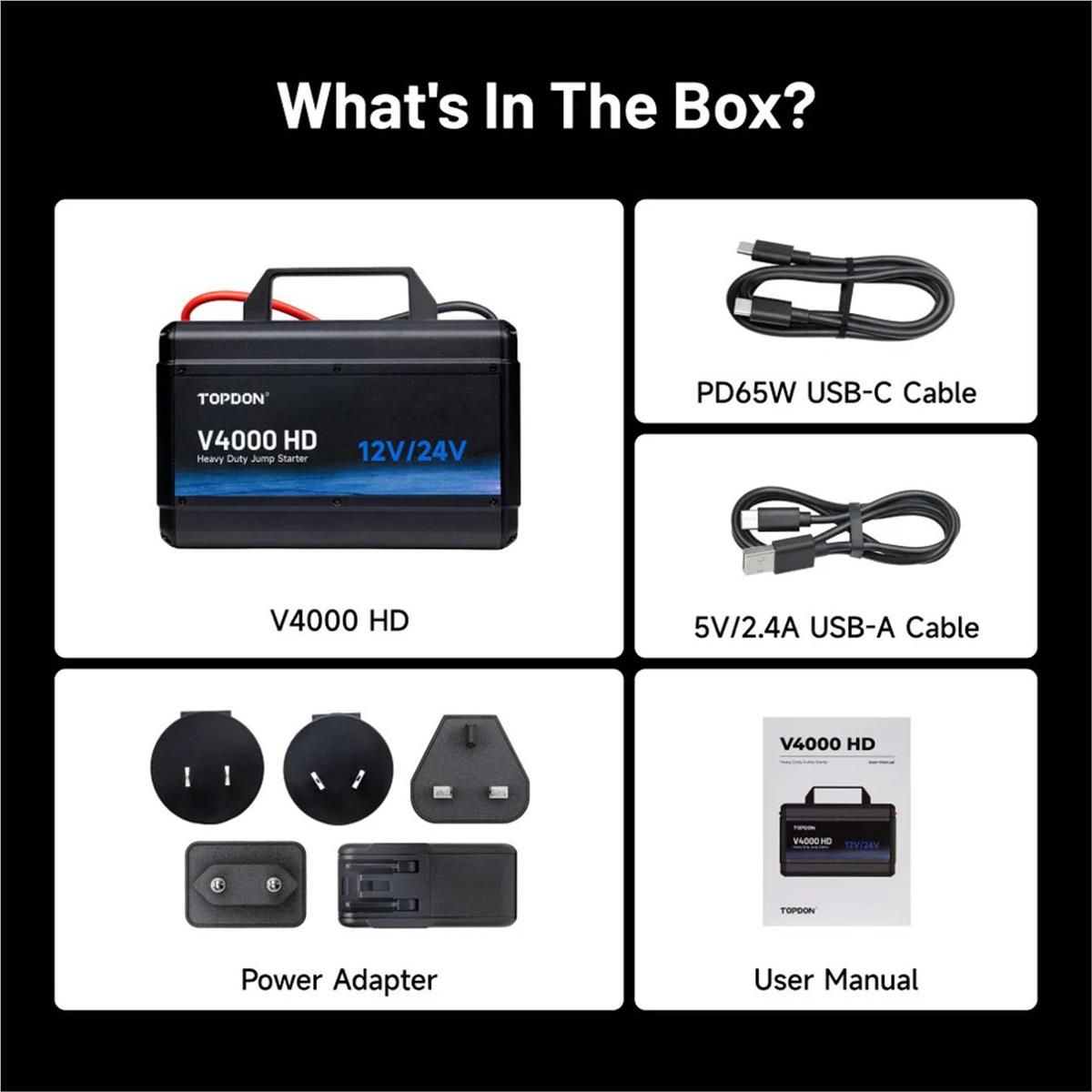 Topdon 12V/24V 4000A Jump Starter V4000HD