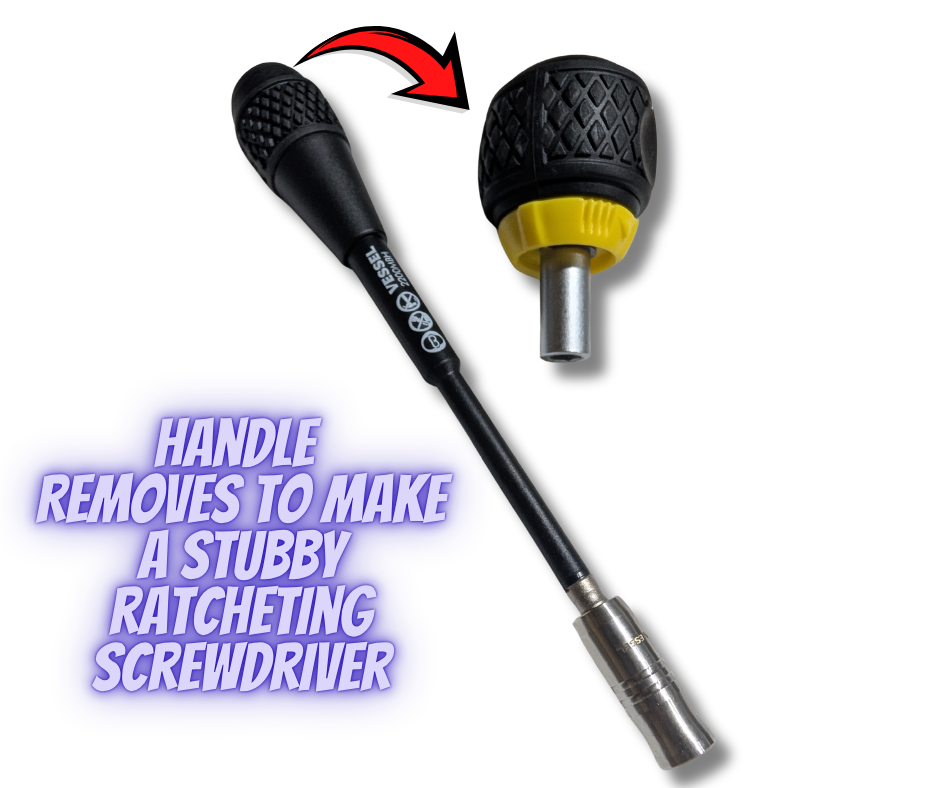 Vessel Ball Grip Ratchet Interchangeable Screwdriver Set with Stubby Handle - 10 Pcs, Combination Drive