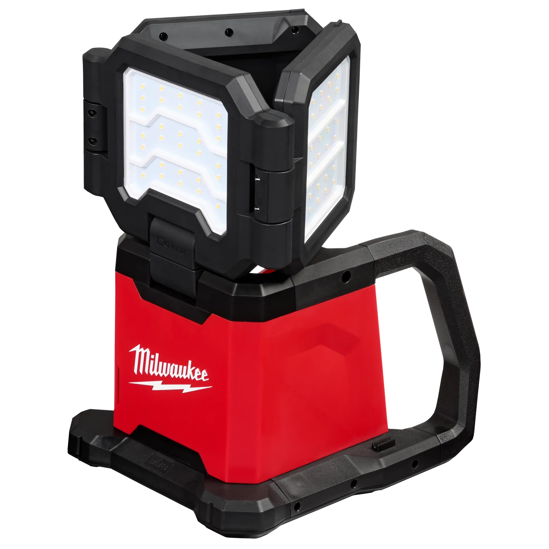Milwaukee M18™ ROVER™ Dual Power Flood & Area Triple Light 2368-20 tool with red base and black frame.