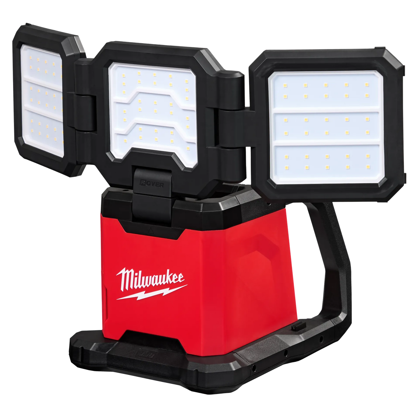 Milwaukee M18™ ROVER™ Dual Power Flood & Area Triple Light 2368-20 red and black portable LED tool light with three .