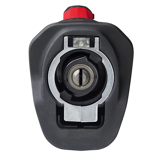 Milwaukee M18 FUEL™ SAWZALL® Recip Saw 2821-20 tool blade clamp and front housing close-up.