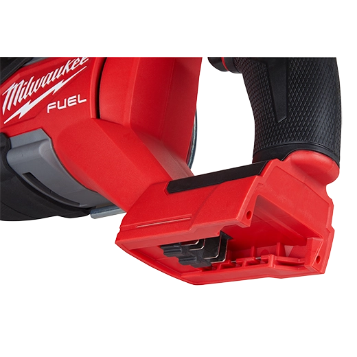Milwaukee M18 FUEL™ SAWZALL® Recip Saw 2821-20 in red and black tool handle and battery compartment for heavy-duty tools.